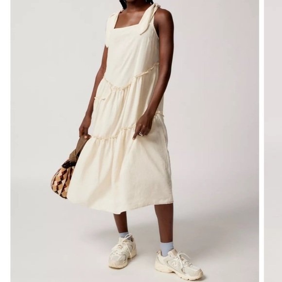 Urban Renewal Made In LA Linen Tie Shoulder Tiered Maxi Dress - Picture 3 of 9